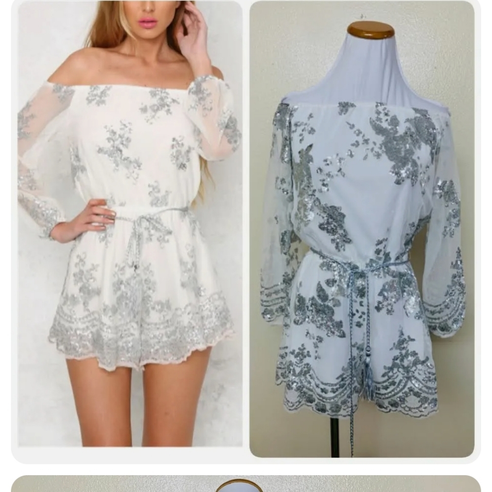 Gorgeous Silver and white Romper
